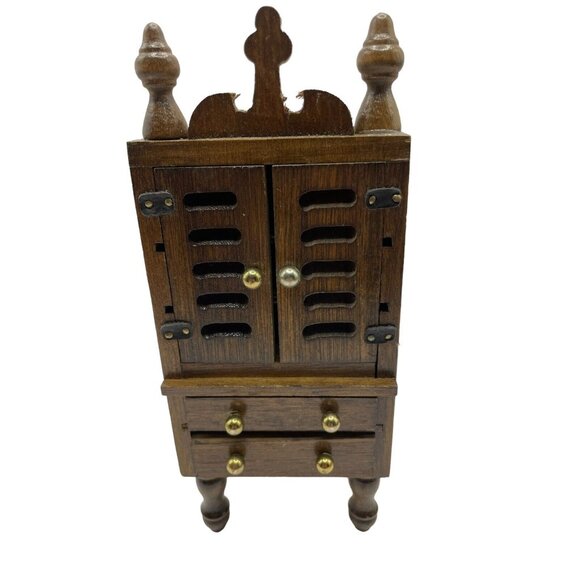 Wooden Dollhouse Dining Room Furniture China Cabinet Lot of 4 Pieces Vintage - Picture 8 of 16